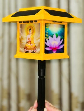 Máy Niệm Phật Hình Trụ Năng Lượng Mặt Trời Có Đèn